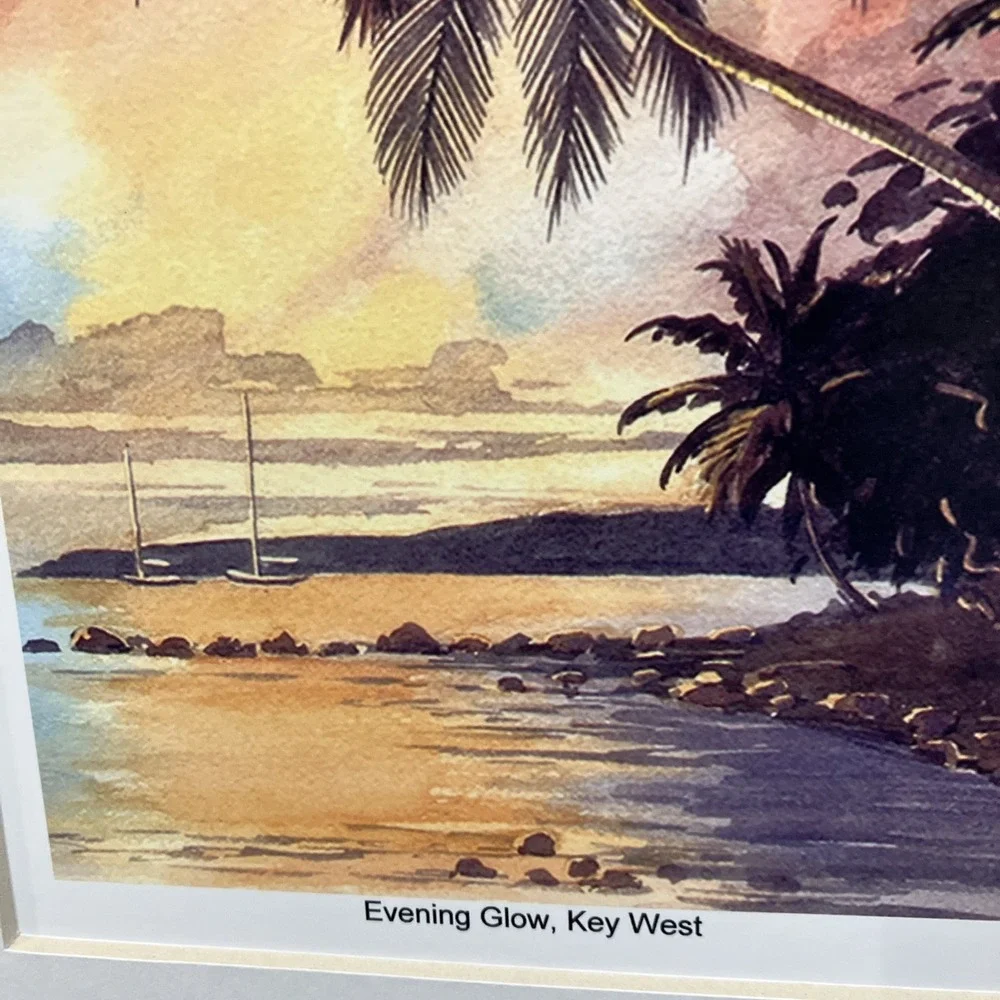 Bahia Honda Evening Glow Florida Keys Sailboat Tropical Painting George Salhofer